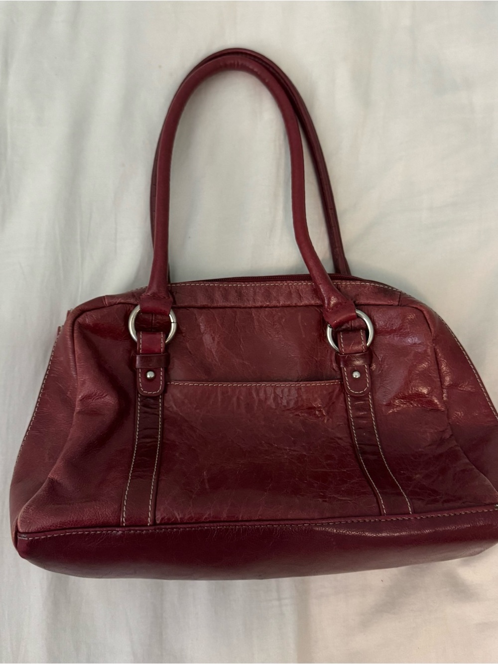Women's Red Leather Shoulder Bag